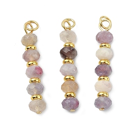 Кулоны с турмалином из натуральных цветов сливы, Граненые круглые подвески из бисера с латунными бусинами