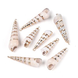 Гальванические подвески из натуральной спирали в ракушке, подвески в форме ракушек, с медными петлями, золотые