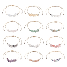 12шт 12 стильные натуральные и синтетические смешанные драгоценные камни, плетеные браслеты из бисера, набор для женщин