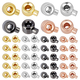 60pcs 4 couleurs perles à écraser en laiton, plaqué longue durée, colonne