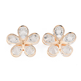 Rack Plating Eco-Friendly Iron Pendants, with Crystal Rhinestone, Cadmium Free & Nickel Free & Lead Free, Flower