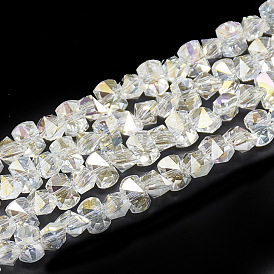Electroplate Glass Beads Strands, AB Color Plated, Faceted Rectangle