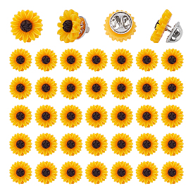 60pcs broches en fer, avec le tournesol de résine, platine