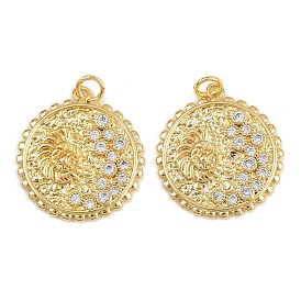 Латунные микро проложить кубического циркония подвески, круглый с раковиной, с целью перехода в кольце