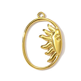 304 подвески из нержавеющей стали, овальные с солнцем, ионное покрытие (ip)