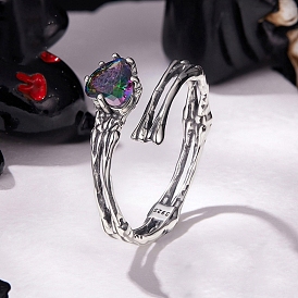 925 кольца манжеты из серебра микропаве фианит, сердце