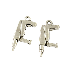 Drill Tibetan Style Zinc Alloy Pendants, Lead Free & Cadmium Free, 26.7x12x3mm, Hole: 2mm, about 111pcs/500g