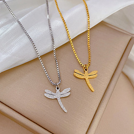 Minimalist Gold Dragonfly Necklace - Genuine Gold Collarbone Chain for Women.