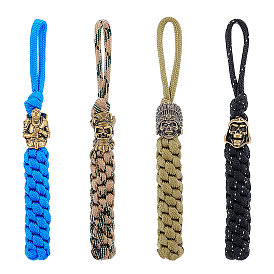 4 decoraciones colgantes de cordón de poliéster y spandex, con cuentas de latón y aleación