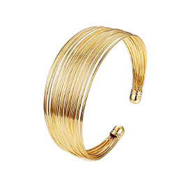 Stylish Metal Wire Bangle Bracelet with Wide Open Cuff and Shiny Finish