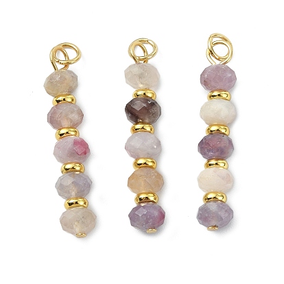 Кулоны с турмалином из натуральных цветов сливы, Граненые круглые подвески из бисера с латунными бусинами