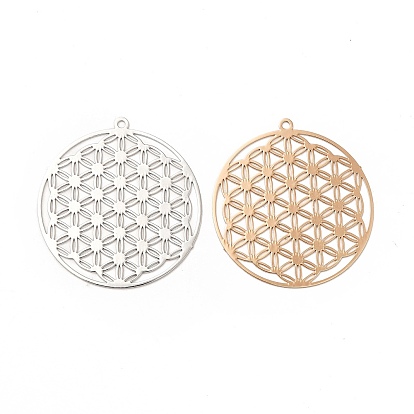 Стойки обшивки латунь филигранные подвески, долговечный, без кадмия, без никеля и без свинца, плоские круглые с цветком