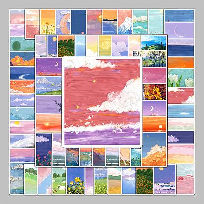 Наклейки из ПВХ на тему пейзажа, самоклеящиеся водонепроницаемые наклейки, для чемодана, скейтборде, холодильник, шлем, оболочка мобильного телефона