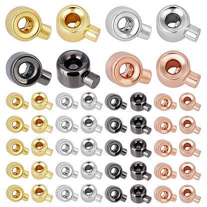 60pcs 4 couleurs perles à écraser en laiton, plaqué longue durée, colonne