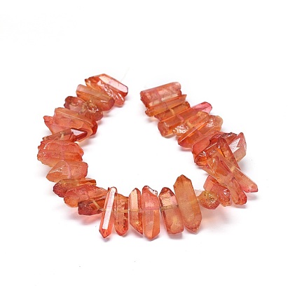 Natural Dyed Quartz Pointed Beads Strands, Two Tone Color, Bullet