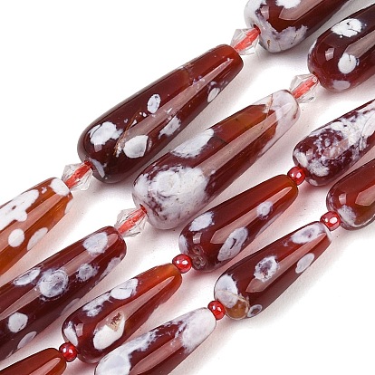Природные пожары треск агат бисер нитей, окрашенная и подогревом, слеза, с бисером