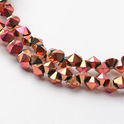 Electroplate Glass Bead Strands, Full Plated, Faceted, Diamond