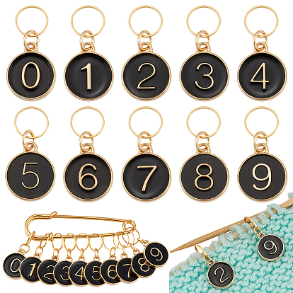 10 маркеры стежков с замком из сплава эмали, с латунными связывая колец