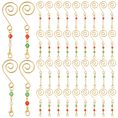 100 шт. 4 стили сплава рождественский крючок, с застежками-карабинами из стеклянных бусин и сплава