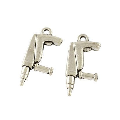 Drill Tibetan Style Zinc Alloy Pendants, Lead Free & Cadmium Free, 26.7x12x3mm, Hole: 2mm, about 111pcs/500g