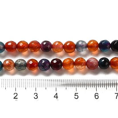 Natural Agate Beads Strands, Dyed, Faceted, Round