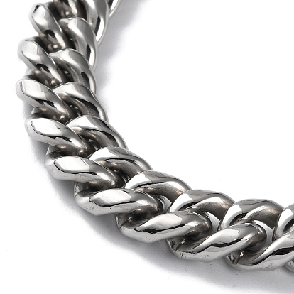 304 Stainless Steel Cuban Link Chain Necklaces, with Skull Clasps