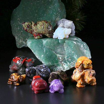 Crystal carving piece natural jade longevity turtle decoration powder crystal agate small turtle jade ornament