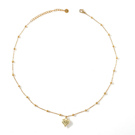 Valentine's Day 304 Stainless Steel Heart Pendant Satellite Chain Necklaces for Women