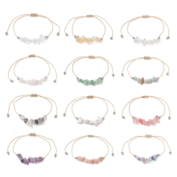 12шт 12 стильные натуральные и синтетические смешанные драгоценные камни, плетеные браслеты из бисера, набор для женщин