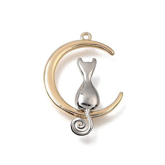 Brass Pendants, Moon with Cat Charms