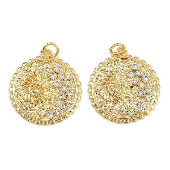 Латунные микро проложить кубического циркония подвески, круглый с раковиной, с целью перехода в кольце