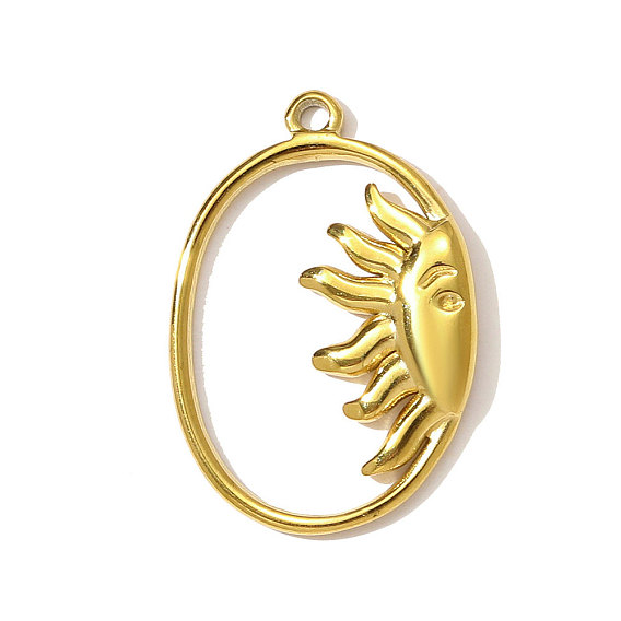 304 подвески из нержавеющей стали, овальные с солнцем, ионное покрытие (ip)