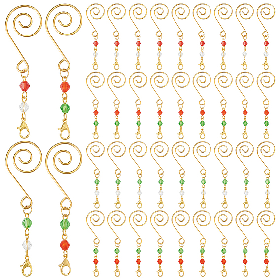 100 шт. 4 стили сплава рождественский крючок, с застежками-карабинами из стеклянных бусин и сплава