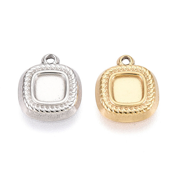 304 Настройки кабошон из нержавеющей стали кулон, ионное покрытие (ip), квадратный