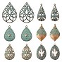30Pcs 6 Styles Tibetan Styles Alloy Pendants, Teardrop Charms
