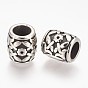 304 Stainless Steel Beads, Large Hole Beads, Column with Flower
