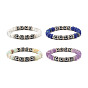 Synthetic Hematite & Natural Mixed Stone Round Beads Stretch Bracelet for Women