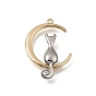 Brass Pendants, Moon with Cat Charms
