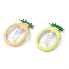 Iron Snap Hair Clips, with Enamel, for Children's Day, Pineapple