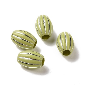 Opaque Acrylic Beads, Silver Metal Enlaced, Oval
