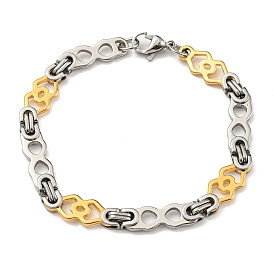 Bracelet bicolore en acier inoxydable à losanges et chaîne à maillons infinis