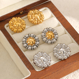 304 aretes de acero inoxidable para mujer, flor