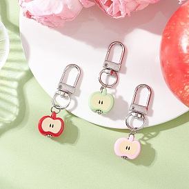 Подвесные украшения из непрозрачного акрила в виде яблока, Поворотные застежки-лобстеры из сплава, подвески для украшений сумок