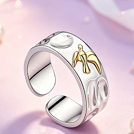 Anillos abiertos de latón para mujer, águila