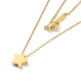 Star Pendant Necklaces, with 304 Stainless Steel Cable Chains