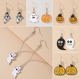 Funny Pumpkin Ghost Acrylic Earrings for Women - Spooky and Exaggerated Halloween Jewelry