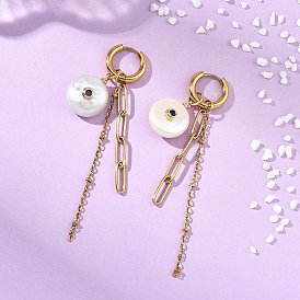 Серьги-подвески из натурального культивированного пресноводного жемчуга для женщин, круглые, с 202 серьгами-кольцами из нержавеющей стали