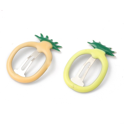 Iron Snap Hair Clips, with Enamel, for Children's Day, Pineapple