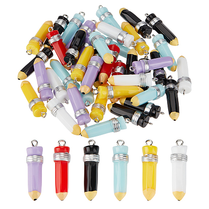 40подвески из непрозрачной смолы, карандаш, с платиновым тоном железная петля