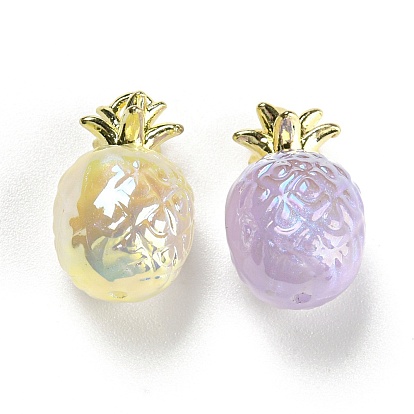 Iridescent Plating Acrylic Beads, with Alloy, Pineapple